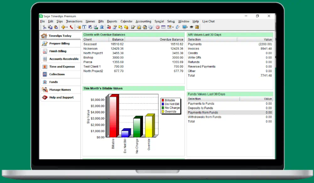 screenshot of Sage Timeslips